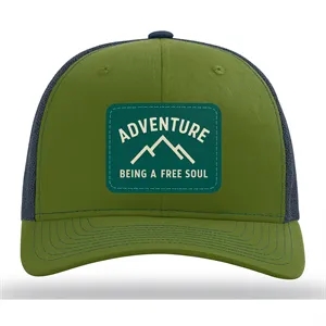 Richardson 6-Panel Trucker Hat W/Leather Patch or Embroidery