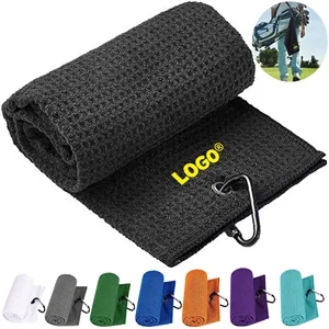 Golf Towels Portable Microfiber Fabric Waffle Carabiner Clip