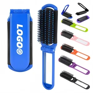 Foldable Travel Hair Brush With Mirror Compact In Stock