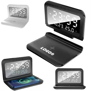 Digital Desk Clock Wireless Charger LED Temperature Alarm