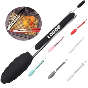 Custom Silicone Kitchen Tongs Stainless Steel Non Slip Grip