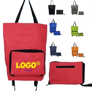 25L Portable Oxford Fabric Shopping Bag Wheels Foldable