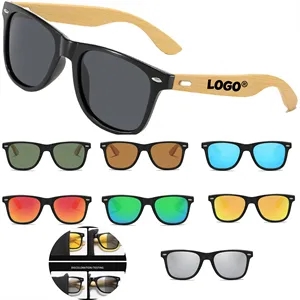 Custom Bamboo Arm Retro Sunglasses UV Protection And Case