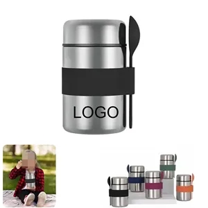 Stainless Steel Vacuum Insulated Food Jar with Spoon | https://www.bestnamebadges.com