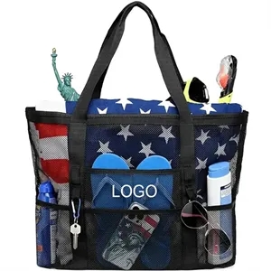 Mesh Beach Tote Bag Grocery Storage Net Pouch | https://www.bestnamebadges.com
