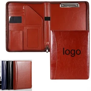 A4 PU Leather Padfolio Clipboard Brown | https://www.bestnamebadges.com