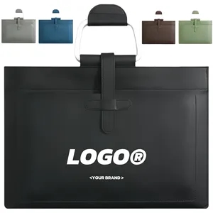 Faux Leather Document Bag With Handle For Office And Events
