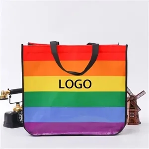 Rainbow Laminated Non Woven Tote Bag | https://www.bestnamebadges.com
