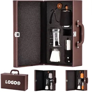 Luxury Leather Box Pour Over Coffee Gift Set