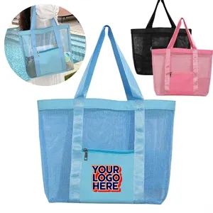 Semi-Transparent Mesh Tote Bag With Reinforced Trim See Thro