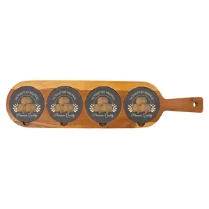 18 1/2" x 4 1/4" Acacia Wood/Slate Serving Board