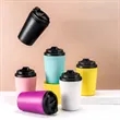 12oz. Reusable Coffee Mug With Lid Travel Plastic Cup | https://www.bestnamebadges.com