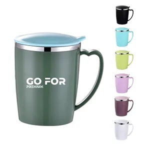 Stainless Steel Insulated Eggshell Mug with Handle and Lid