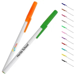 Durable Stick Pen w/ Colored Cap