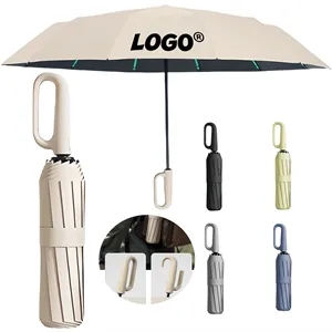 Duty Windproof Folding Umbrella Hook Handle Storm Resistant