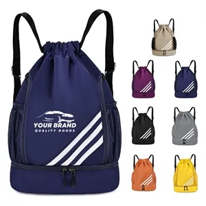 Drawstring Sports Bags With Shoes Compartment Backpacks