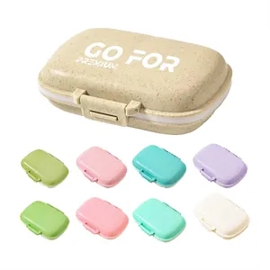 8 Compartments Wheat Straw Portable Daily Pill Organizer