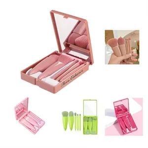 5PCS Travel Size Makeup Brushes Set And Mirror