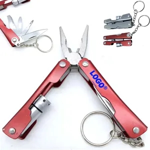 Mini LED Keychain Pliers With Knife Screwdriver Bottle