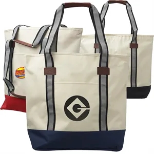 Top Zipper Closure Polyester Cotton Canvas Tote Bags | https://www.bestnamebadges.com