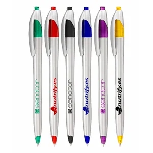 Union Printed, "Elegant" Clicker Pen - Silver Barrels