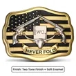 Belt Buckle with Two Tone Finish | https://www.bestnamebadges.com