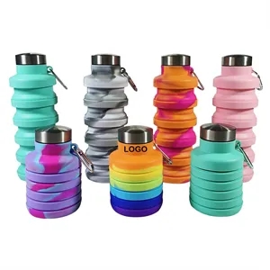 17OZ Collapsible  Silicone Reusable Foldable Water Bottles