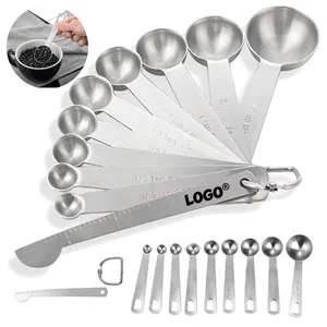 10 Piece Stainless Measuring Spoon Set With Ounce Scale
