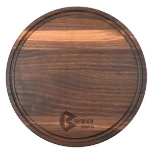 10 1/2" Walnut Round Cutting Board with Juice Groove
