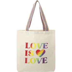 Rainbow Recycled 6oz Cotton Convention Tote | https://www.bestnamebadges.com