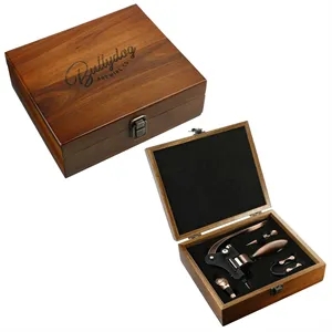 Graze Wood and Metal Wine Set | https://www.bestnamebadges.com