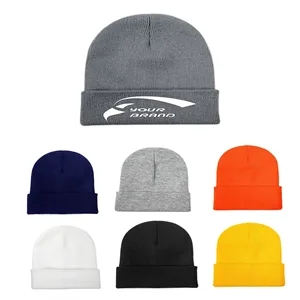 Solid Color Embroidered Knit Unisex Ski Beanie
