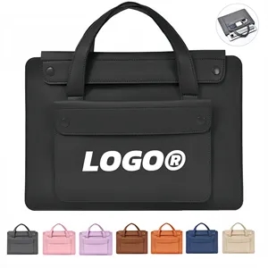 15.6" PU Leather Laptop Bag Handle Organizer Business Use