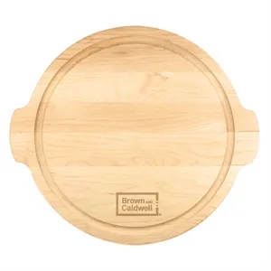 12" Maple Round Cutting Board w/ Juice Groove & Handles
