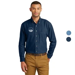 Port & Company Long Sleeve Value Denim Shirts w/ 6.5 oz. | https://www.bestnamebadges.com