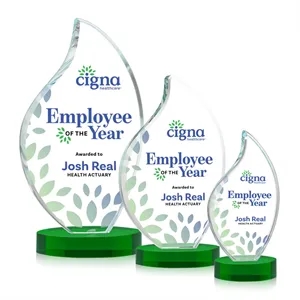 Odessy Flame VividPrint™ Award on Alberton Base - Green | https://www.bestnamebadges.com