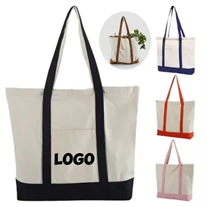 Large Capacity Customizable Tote Bag With Zipper Pocket