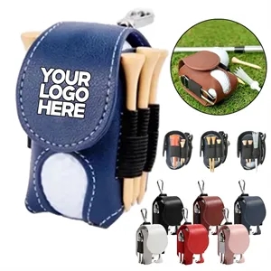 Leather Golf Ball Pouch Mini Pocket Storage Bag