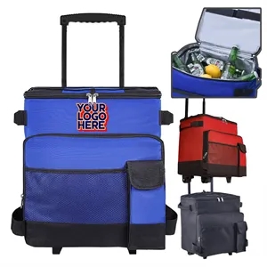 43L Cool Bag with Tie Rod Wheels Foldable Large Freezer