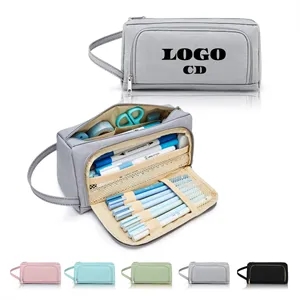 Double Zipper Pencil Cases Stationery Storage Bag