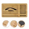 2 In 1 Bamboo Wireless Charger Storage Tray Desk Organizer | https://www.bestnamebadges.com
