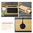 2 In 1 Bamboo Wireless Charger Storage Tray Desk Organizer | https://www.bestnamebadges.com