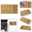 2 In 1 Bamboo Wireless Charger Storage Tray Desk Organizer | https://www.bestnamebadges.com