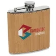 Stainless Steel Bamboo Leatherette Flask | https://www.bestnamebadges.com