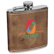 Stainless Steel Rustic/Gold Leatherette Flask | https://www.bestnamebadges.com