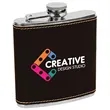 Stainless Steel Black/Gold Leatherette Flask | https://www.bestnamebadges.com