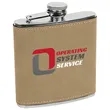 Stainless Steel Light Brown Leatherette Flask | https://www.bestnamebadges.com