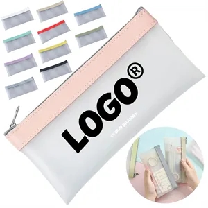 Transparent Matte Pencil Case With Zipper For Storage