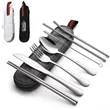 Portable Stainless Cutlery Flatware Set with Carrying Pouch | https://www.bestnamebadges.com