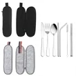 Portable Stainless Cutlery Flatware Set with Carrying Pouch | https://www.bestnamebadges.com